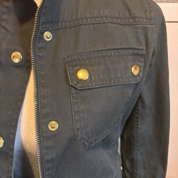 J Crew Jacket Women XS Green Full Zip Cargo Pocket Field Coated Utility - Picture 5 of 9